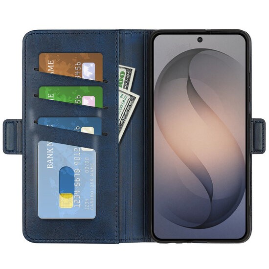 Samsung Galaxy S26 FE Hoesje - MobyDefend Luxe Wallet Book Case (Sluiting Zijkant) - Blauw