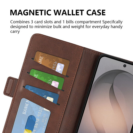Samsung Galaxy S26 FE Hoesje - MobyDefend Luxe Wallet Book Case (Sluiting Zijkant) - Bruin