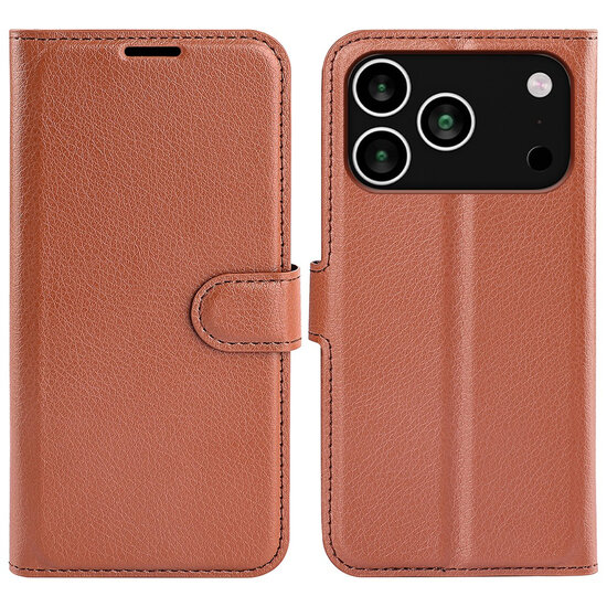 iPhone 18 Pro Hoesje - MobyDefend Kunstleren Wallet Book Case (Sluiting Voorkant) - Bruin