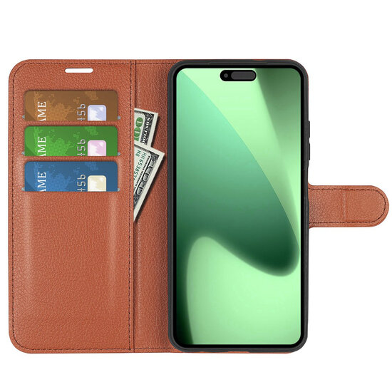 iPhone 18 Pro Hoesje - MobyDefend Kunstleren Wallet Book Case (Sluiting Voorkant) - Bruin