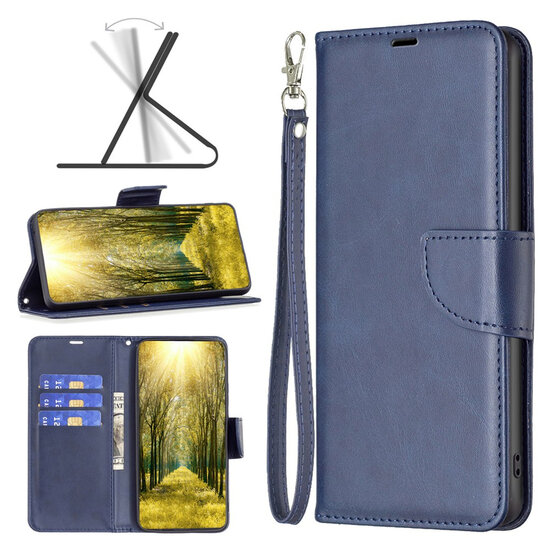 iPhone 18 Pro Hoesje - MobyDefend Wallet Book Case Met Koord - Blauw