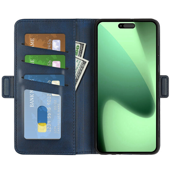 iPhone 18 Pro Hoesje - MobyDefend Luxe Wallet Book Case (Sluiting Zijkant) - Blauw