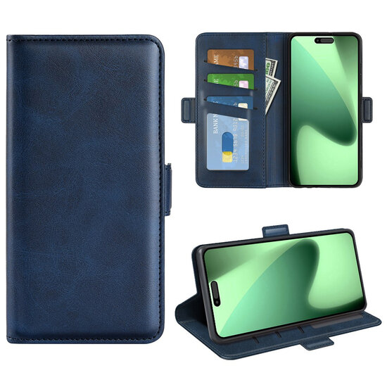 iPhone 18 Pro Hoesje - MobyDefend Luxe Wallet Book Case (Sluiting Zijkant) - Blauw