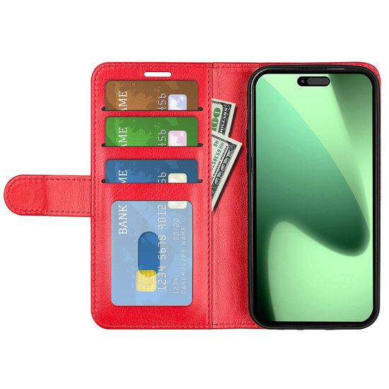 iPhone 18 Pro Max Hoesje - MobyDefend Wallet Book Case (Sluiting Achterkant) - Rood