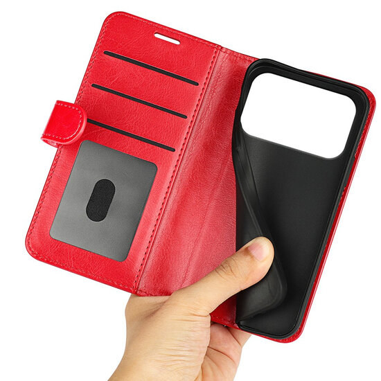 iPhone 18 Pro Max Hoesje - MobyDefend Wallet Book Case (Sluiting Achterkant) - Rood