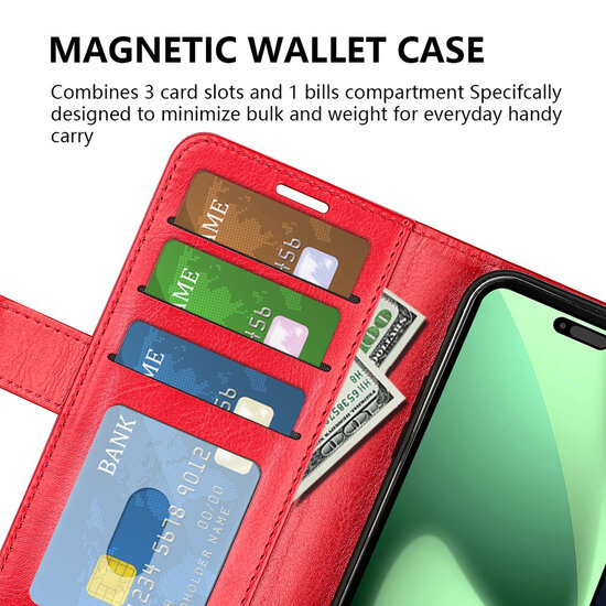 iPhone 18 Pro Max Hoesje - MobyDefend Wallet Book Case (Sluiting Achterkant) - Rood