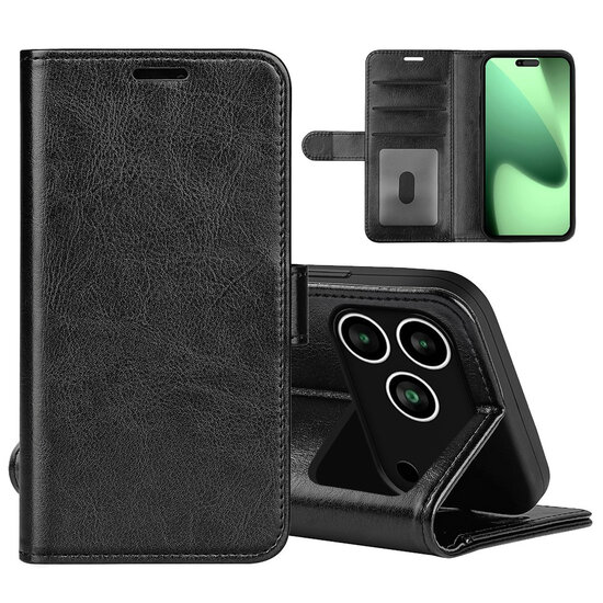 iPhone 18 Pro Max Hoesje - MobyDefend Wallet Book Case (Sluiting Achterkant) - Zwart