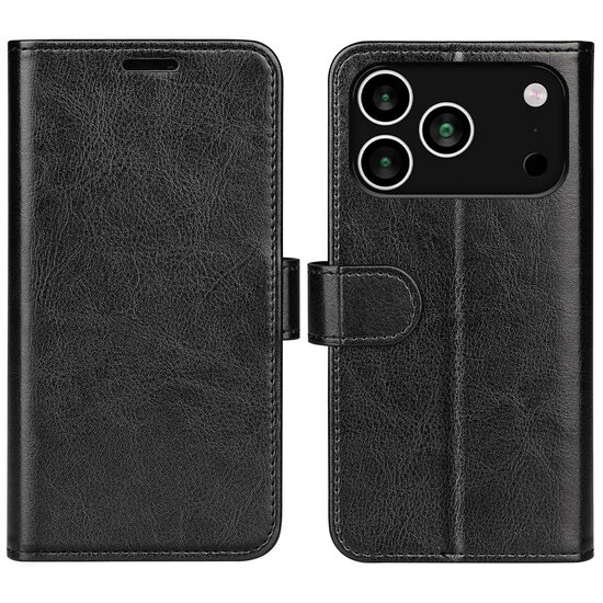 iPhone 18 Pro Max Hoesje - MobyDefend Wallet Book Case (Sluiting Achterkant) - Zwart