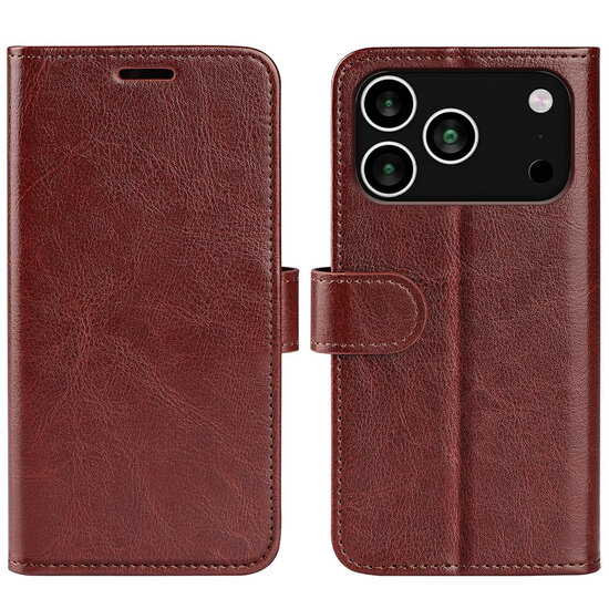 iPhone 18 Pro Max Hoesje - MobyDefend Wallet Book Case (Sluiting Achterkant) - Bruin