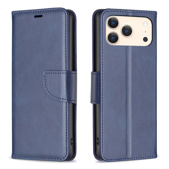 iPhone 18 Pro Max Hoesje - MobyDefend Wallet Book Case Met Koord - Blauw