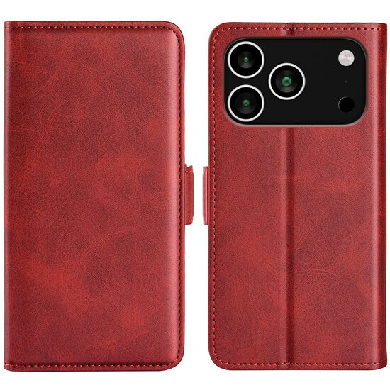 iPhone 18 Pro Max Hoesje - MobyDefend Luxe Wallet Book Case (Sluiting Zijkant) - Rood
