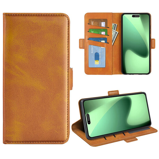 iPhone 18 Pro Max Hoesje - MobyDefend Luxe Wallet Book Case (Sluiting Zijkant) - Lichtbruin