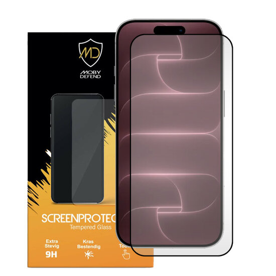 iPhone 18 Pro Max Screenprotector - MobyDefend Screensaver Met Zwarte Randen - Gehard Glas 