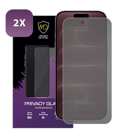 2-Pack MobyDefend iPhone 18 Pro Max Screenprotectors - HD Privacy Glass Screensavers
