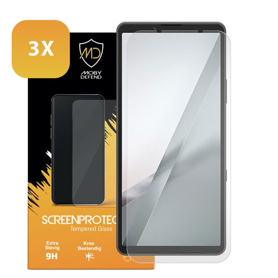 3-Pack Sony Xperia 10 VIII Screenprotectors - MobyDefend Case-Friendly Screensavers - Gehard Glas