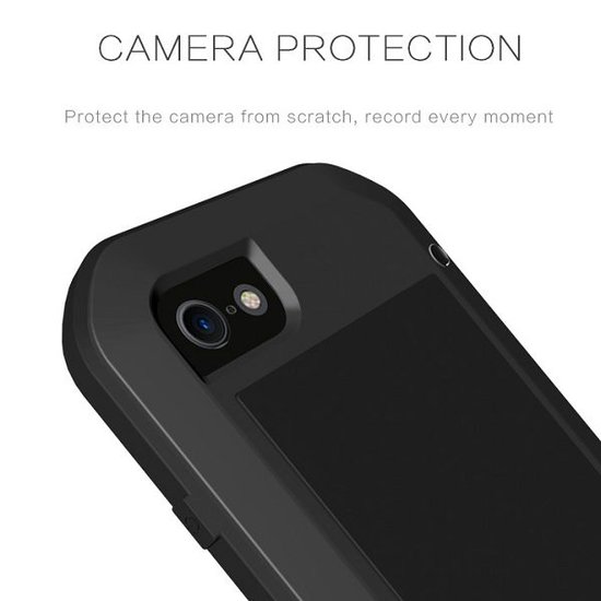 Apple iPhone 7 Plus / iPhone 8 Plus Hoes - Love Mei Metalen Case - Extreme Protection - Zwart