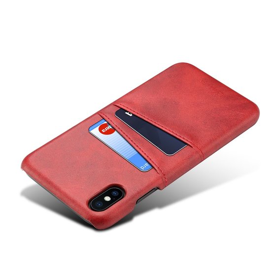 Apple iPhone XS Max hoesje, PU lederen hardcase met kaarthouder, rood