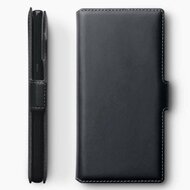 Samsung Galaxy Note 10 hoesje, MobyDefend slim-fit echt leren bookcase, Zwart