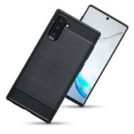 Samsung Galaxy Note 10 hoesje, gel case brushed carbonlook, zwart