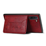 Samsung Galaxy Note 10 hoesje, Lederen gelcase met standaard en vakje voor pasje, rood