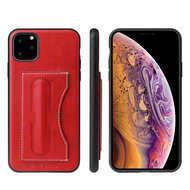 iPhone 11 Pro hoesje, Lederen gelcase met standaard en vakje voor pasje, rood
