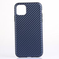 iPhone 11 Pro Max hoesje, gel case carbonlook, navy blauw
