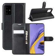 Samsung Galaxy A51 hoesje, Wallet bookcase, Zwart