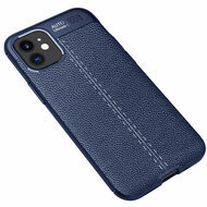 Apple iPhone 12 / iPhone 12 Pro hoesje, Gel case lederlook, Navy blauw