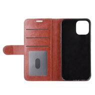 Apple iPhone 12 / iPhone 12 Pro hoesje, MobyDefend Wallet Book Case (Sluiting Achterkant), Bruin