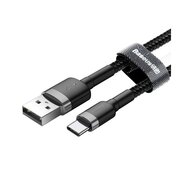 Baseus USB-A naar USB-C kabel - 2 Meter - Zwart-Grijs