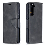 Samsung Galaxy S21 Hoesje - MobyDefend Wallet Book Case Met Koord - Zwart
