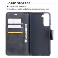 Samsung Galaxy S21 Hoesje - MobyDefend Wallet Book Case Met Koord - Zwart