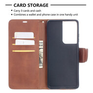Samsung Galaxy S21 Ultra Hoesje - MobyDefend Wallet Book Case Met Koord - Bruin