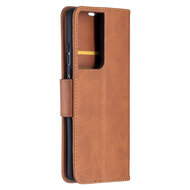 Samsung Galaxy S21 Ultra Hoesje - MobyDefend Wallet Book Case Met Koord - Bruin