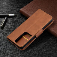 Samsung Galaxy S21 Ultra Hoesje - MobyDefend Wallet Book Case Met Koord - Bruin