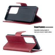Samsung Galaxy S21 Ultra Hoesje - MobyDefend Wallet Book Case Met Koord - Rood