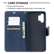 Samsung Galaxy A32 (5G) Hoesje - MobyDefend Wallet Book Case Met Koord - Blauw