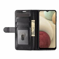 Samsung Galaxy A12 / M12 Hoesje - MobyDefend Wallet Book Case (Sluiting Achterkant) - Zwart