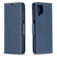 Samsung Galaxy A12 / M12 Hoesje - MobyDefend Wallet Book Case Met Koord - Blauw