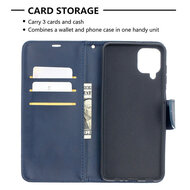 Samsung Galaxy A12 / M12 Hoesje - MobyDefend Wallet Book Case Met Koord - Blauw