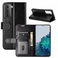 Samsung Galaxy S21 Hoesje - MobyDefend Wallet Book Case (Sluiting Achterkant) - Zwart