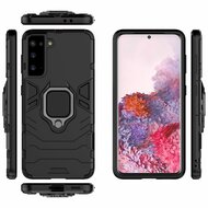 Samsung Galaxy S21 Hoesje - MobyDefend Dubbelgelaagde Pantsercase Met Standaard - Zwart