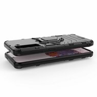 Samsung Galaxy S21 Hoesje - MobyDefend Dubbelgelaagde Pantsercase Met Standaard - Zwart