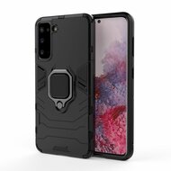 Samsung Galaxy S21 Hoesje - MobyDefend Dubbelgelaagde Pantsercase Met Standaard - Zwart