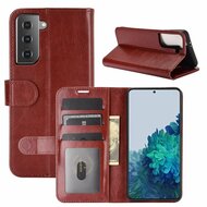 Samsung Galaxy S21 Ultra Hoesje - MobyDefend Wallet Book Case (Sluiting Achterkant) - Bruin