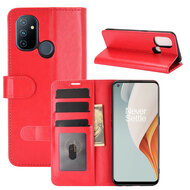 OnePlus Nord N100 hoesje, Wallet bookcase, Rood