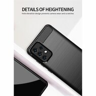 Samsung Galaxy A52 / A52s Hoesje - MobyDefend TPU Backcover - Geborstelde Metaal &amp; Carbon-Look - Zwart