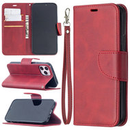 iPhone 12 / iPhone 12 Pro hoesje, MobyDefend Wallet Book Case Met Koord, Rood