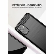 Samsung Galaxy A32 (4G) Hoesje - MobyDefend TPU Backcover - Geborstelde Metaal &amp; Carbon-Look - Zwart