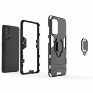 Samsung Galaxy A52 / A52s Hoesje - MobyDefend Dubbelgelaagde Pantsercase Met Standaard - Zwart